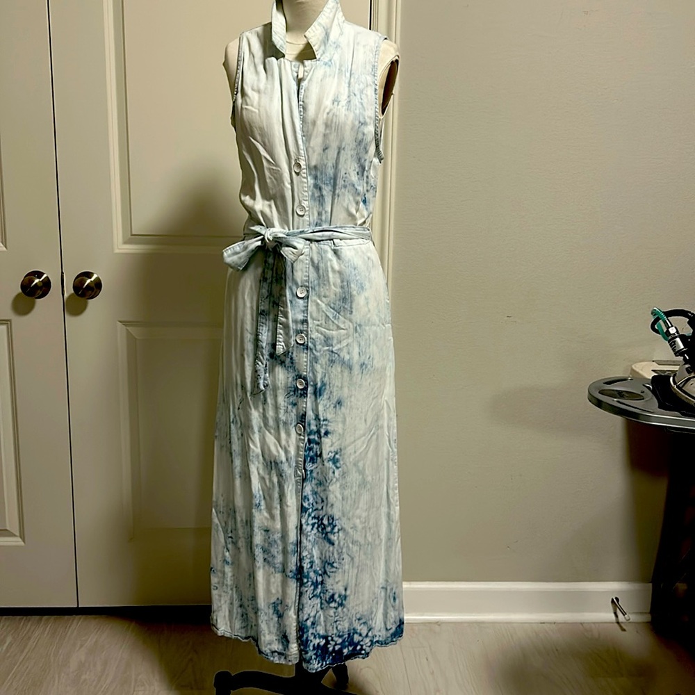 cloth & stone White and Blue Tie-Dye Maxi Dress
